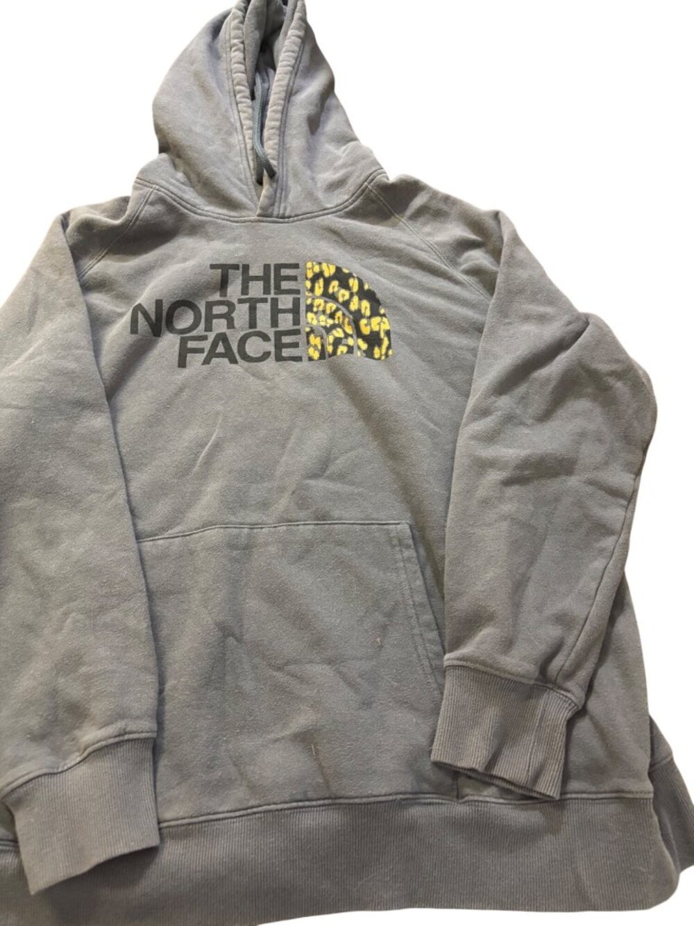 The North Face Womens XXL Gray Hoodie With Leopard Logo Graphic